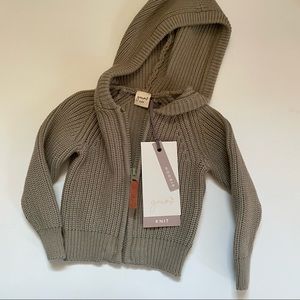 Goumi Kids Knit Cardigan Sweater Ash Green Hoodie